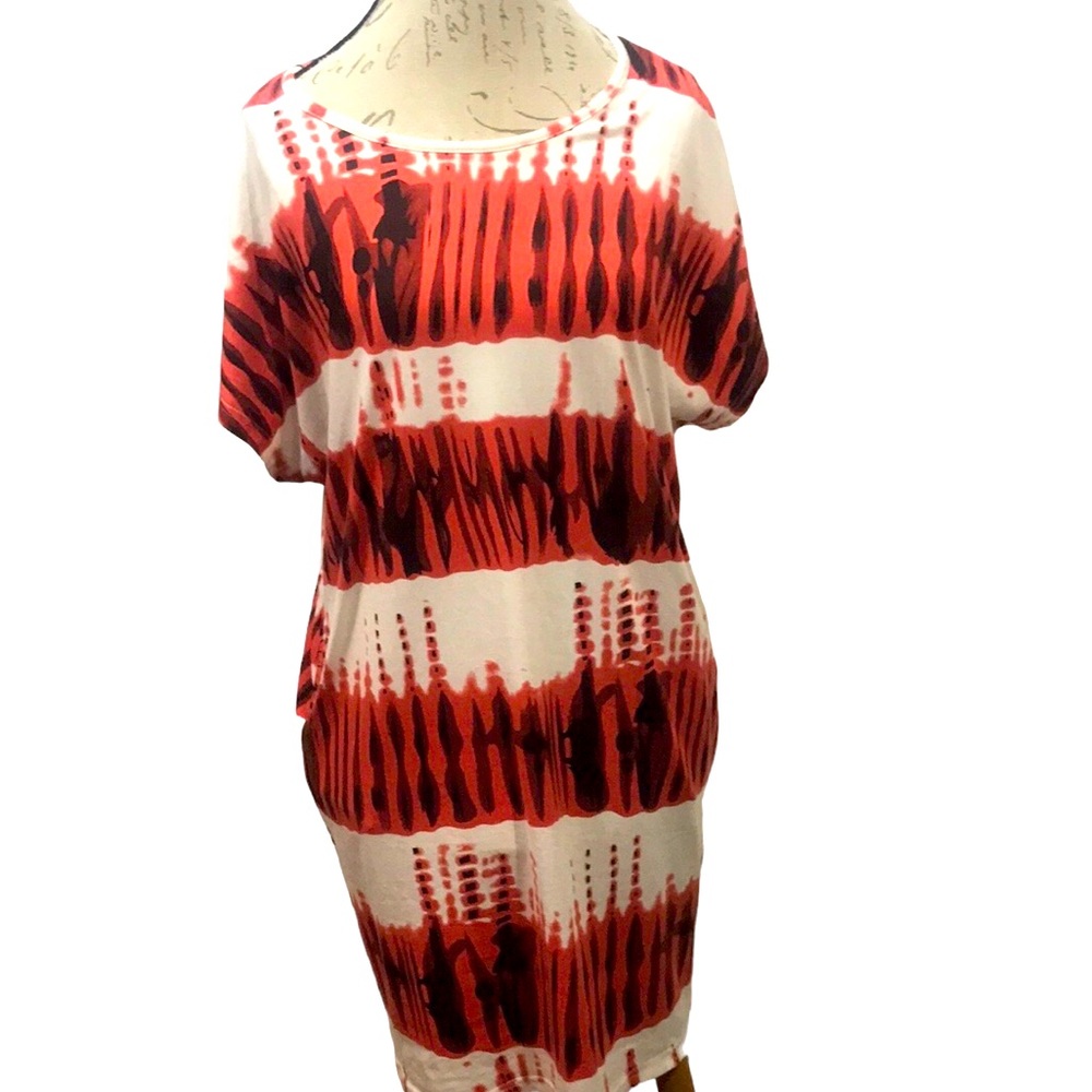 Azz Fashion Wear👗 Red, Black, White Tie Dye T-Shirt Dress Size XL/XXL